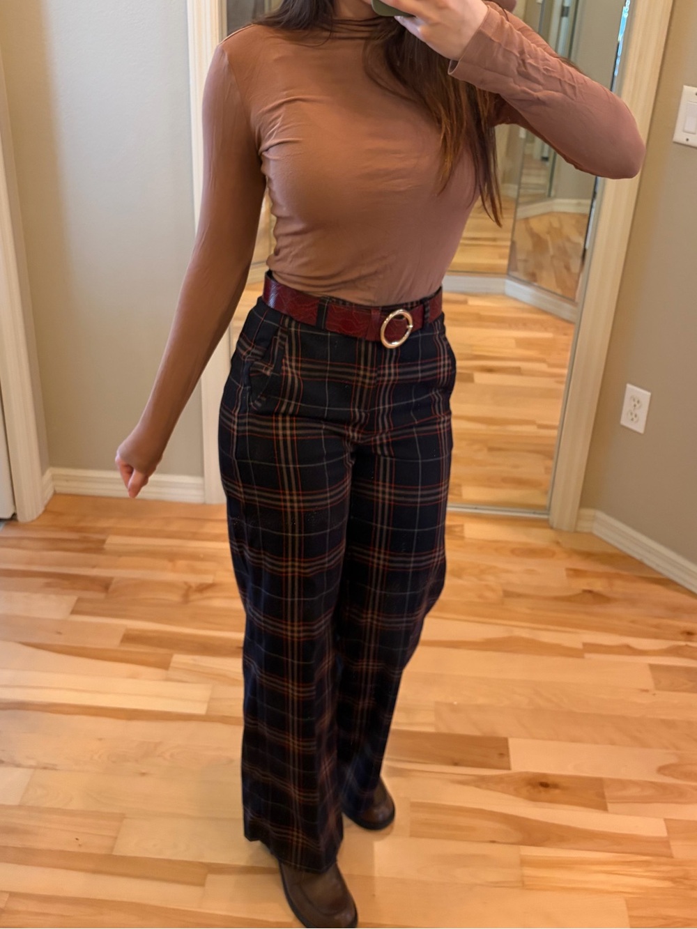 Banana Republic Petite Plaid Straight-Leg High-Waisted Pants